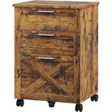 3-Drawer Rolling File Cabinet with Lock - Wooden Mobile Filing Cabinet for Home Office
