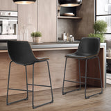 JHK 2 Pack Pu Leather Counter Height High Chair For Home and Office Comfortable Sponge Cushion Outdoor and