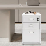 3 Tiers Rectangular Steel Vertical File Cabinet,Pink/White/Black Metal Mobile File Cabinet