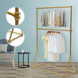 Heavy Duty Clothes Rack Gold with Double Hanging Rod for Bedroom