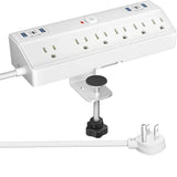 1pc Fast Charging Desktop Edge Power Strip Surge Protector W/ USB C,,8.8Ft