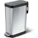 Narrow 12 Gallon Trash Can with Soft Close Lid, Step Pedal and Odor Protection for Kitchen or Office