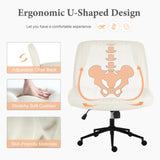JHK Armless Cross Office Chairs with Wheels PU Leather Swivel Living Room Desk Chair