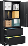 2 Drawer Lateral File Cabinet with Lock and Shelf