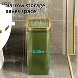 2.6 Gallon Clear Trash Can with Press Top Lid for Bathroom, Bedroom, Office