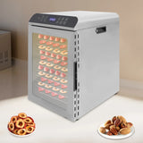 12-Trays Stainless Steel Food Dryer,Silver Rectangular Food Dehydrator Machine
