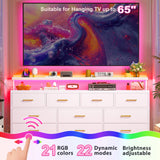 EnHomee 55" Wide Smart Dresser with LED Lights & Power Outlets