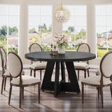 Tribesigns Round Dining Table for 4, 47 Inch Farmhouse Kitchen Table Small Dinner Table
