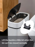Plastic Garbage Can with Toilet Brush Holder, Black Locking Press Top Lid