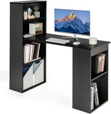 48 Inch Computer Desk with Bookshelf, 3-in-1 Home Office Desk with 4-Tier Bookcase & CPU Stand, Space