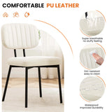 JHK Faux Leather Modern Dining Chairs Set of 2 Ergonomic Lumbar Support Foam Sponge Cushion Seat and Metal