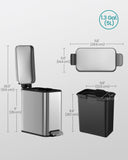 SONGMICS Bathroom Trash Can, 1.3 Gallon (5 L) Small Trash Bin with Lid, Slim for Small Spaces, Stainless Steel Garbage Can,