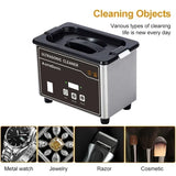 US 110V Portable Ultrasonic Cleaner, Stainless Steel Sonic Cleaning Machine for Jewelry, Eyeglasses, Dentures,