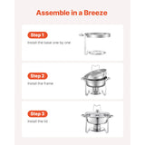 SucceBuy 5 Qt 2 Pack Round Chafing Dish Buffet Set Stainless Steel Chafer