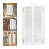 Solid Pine Wood and Aluminum Alloy Double-Door Partition Door, 180° Swinging Design, Country Style,