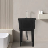 Freestanding Laundry Tub Utility Wash Sink w/ Faucet & Soap Dispenser