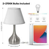 17" Touch Table Lamp for Bedroom Set of 2, 3-Way Dimmable Bedside Lamp for Nightstand