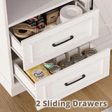 IRONCK Farmhouse Kitchen Pantry Cabinet, Kitchen Hutch with Microwave Stand