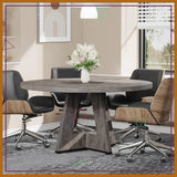 47 Inch Round Conference Table for 4-6 People, Wooden Meeting Room Table
