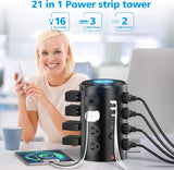 Power Strip Surge Protector Tower with 16 Outlets and 5 USB Ports