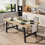 Industrial Dining Table or 4-6 People, 63" Long Large Kitchen Table with Sturdy Metal