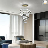 Crystal Chandeliers, Modern 5 Rings Pendant Light Titanium Gold Stainless Steel