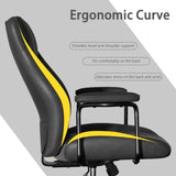 Black Leather Office Desk Chair with Wheels and Arms, Height Adjustable,