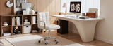 Furmax Mid-Back Office Task Chair Ribbed PU Leather Executive Chair Modern Adjustable