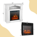32" 1400W Electric Fireplace Mantel TV Stand Space Heater W/ Shelf White