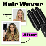 Three Barrel Hair Waver Curling Iron 1.1 Inch Beach Waves Adjustable Temperature Hair Curler Babe Waves