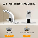 Touchless Bathroom Sink Faucet with Automatic Motion Sensor for 1 Hole Chrome
