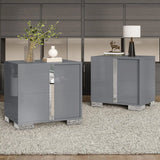 Nightstand Set of 2, Modern End Table with Drawers, High Gloss UV Finish