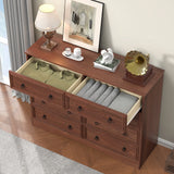 8 Drawer Dresser for Bedroom, Large Dressers Mid Century Modern Cherry