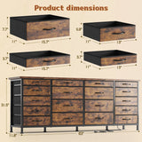 EnHomee Large Capacity 63 Inch Dresser w/ 18 Deep Drawers LED Lighting