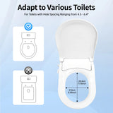 Non-Electric Bidet Toilet Seat, Dual Nozzle Front & Rear Wash, Slow-Closing Cover, Water Pressure Driven, for Hemorrhoid Relief & Feminine Hygiene, Universal D-Shape, Easy