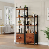JHK Wood 5 Tier Bookshelf with 1 Fabric Drawer Multi-Functional Display Standing Shelf for Books
