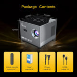 Portable Smart Movie Projector with LED Lighting BT5.0 Bulit-in More App