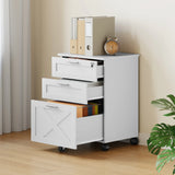 3 Drawer Rolling File Cabinet with Lock & Casters, Wooden Mobile Storage