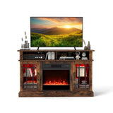 TV Stand with Electric Fireplace LED Lights Remote Controls Storage Cabinets