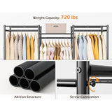 4 Hanging Spaces Portable Clothes Rack and Storage System with Hanging Rods