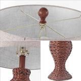 31" Table Lamp for Living Room w/ Gray Linen Drum Shade
