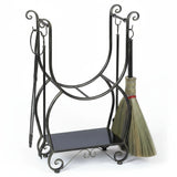 Fireside Wood Storage Organizer with 4 Fireplace Tools Black Copper Log Holder