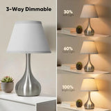 17" Touch Table Lamp for Bedroom Set of 2, 3-Way Dimmable Bedside Lamp for Nightstand