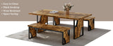 HIPIHOM 70.8" Wooden Dining Table with 2 Benches, Modern Set for 4-6 Person