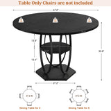 47-Inch Round Dining Table | 4–6 Seater Kitchen Table | Wooden Round Dining Table