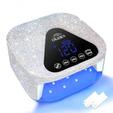 UV LED Nail Lamp with UV GlovesMagnetic Metal Mirror Base Cordless Nail Dryer Gel Polish Curing Light