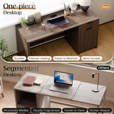 60" Fluted Home Office Desks with Storage, Modern Executive Desk Computer Desk