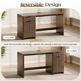 60" Fluted Home Office Desks with Storage, Modern Executive Desk Computer Desk