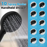 Upgraded 13'' Shower Head Combo, High Pressure 5 Spray Rainfall Showerhead, 10 Spray Mode Handheld,