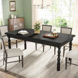 Wood Black Dining Table, for 4-6 People, 62” Farmhouse Large Rectangle Kitchen Table